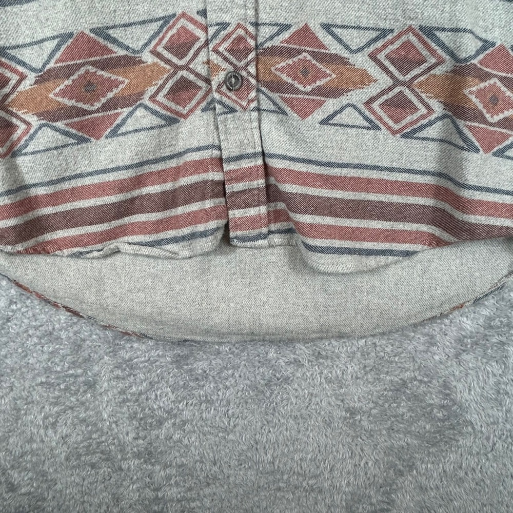 Eddie Bauer Mens Large Southwestern Geometric Flannel Shirt Grey Rust LS - Picture 8 of 11